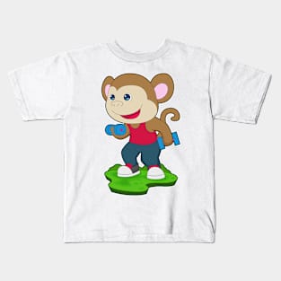 Monkey Bodybuilding Dumbbell Kids T-Shirt